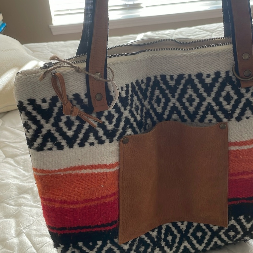 NWT Wool/Leather Kilim Blanket Tote